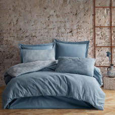 Kokvilnas gultas veļa 160x200 hannah blue žakarda ģeometrija Cottonlove Jacquard