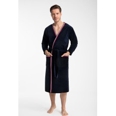 Vīriešu peldmētelis 854 XL, velūrs, tumši zils, krāsains krokojums