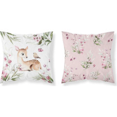 Kokvilnas spilvendrāna 40x40 Briežu briežu balts pulveris rozā divpusējs PSBA 31 A Mayamoo 26