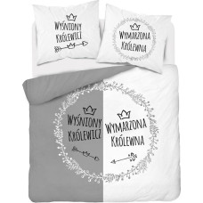 Kokvilnas gultas veļa 160x200 Sapņu princis Sapņu princese pelēka balta 4411 A Holland Home 45