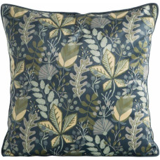 Dekoratīvā spilvendrāna 45x45 Velvet 107 tumši zila ar ziedu rakstu, samts