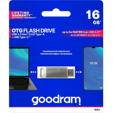 Goodram Pendrive 16GB USB 3.2 Gen 1 USB / USB-C OTG ODA3 sudraba krāsa