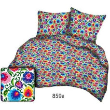 Kokvilnas gultasveļa 140x200 Łowicza balti krāsaini ziedi 859a kokvilna Max
