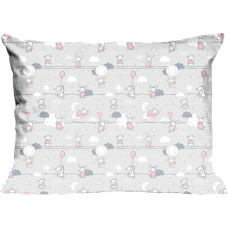 Kokvilnas spilvendrāna 50x60 56K rotaļu lācīši zaķi pelēki rozā Kids 24