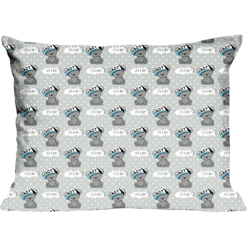 Kokvilnas spilvendrāna 70x80 554K rotaļu lācīši pelēki zili Kids 24