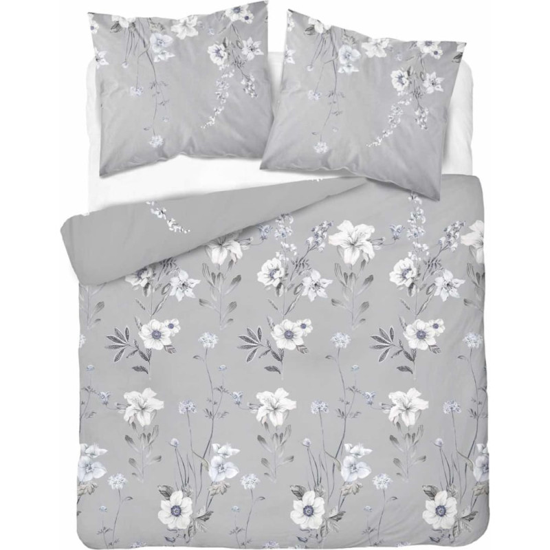 Kokvilnas gultasveļa 160x200 pelēki ziedi 4850 B Kokvilna 74