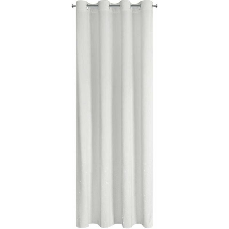 Gatavs aizkars Ariadna 140x250 balts samts, dekorēts ar briljantiem uz cilpām