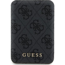 Guess Powerbank indukcyjny 15W GUPB5FP4EMGK 5000mAh czarny|black 4G Leather Metal Logo MagSafe