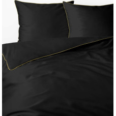 Satīna gultas veļa 160x200 melna ar caurulēm Mako Satin 62