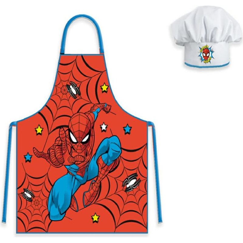 Brandmac Bērnu priek&scaron;auts ar Spiderman cepuri, sarkans pavāra komplekts