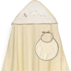 Interbaby Vannas dvielis 100x100 Baby smilškrāsas dvielis ar kapuci + priekšautiņš