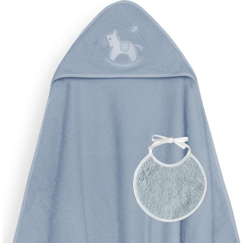 Interbaby Vannas dvielis 100x100 Caballito balts benzīna dvielis ar kapuci + priek&scaron;autiņ&scaron;