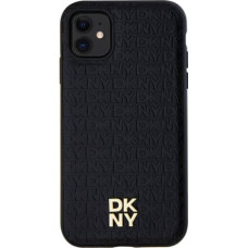 Dkny PU Leather Repeat Pattern Stack Logo MagSafe Case for iPhone 11 Black