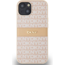 Dkny PU Leather Repeat Pattern Tonal Stripe Case for iPhone 14 Pink