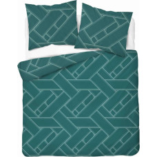 Satīna gultas veļa 160x200 tirkīza ģeometrija 4911 A Home Satin 80