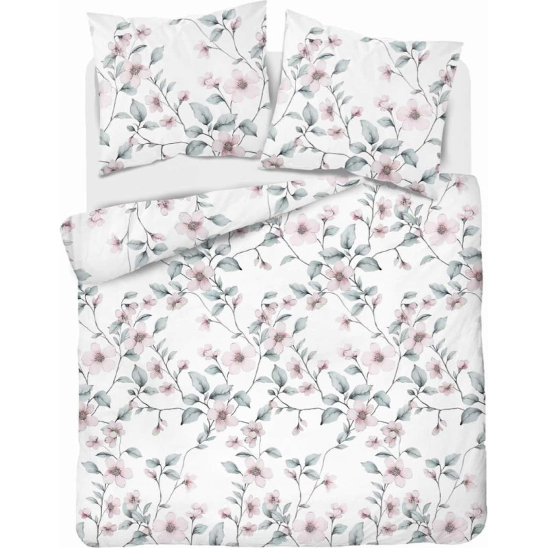 Satīna gultasveļa 220x200 balti piparmētru ziedi 4915 A Home Satin 80