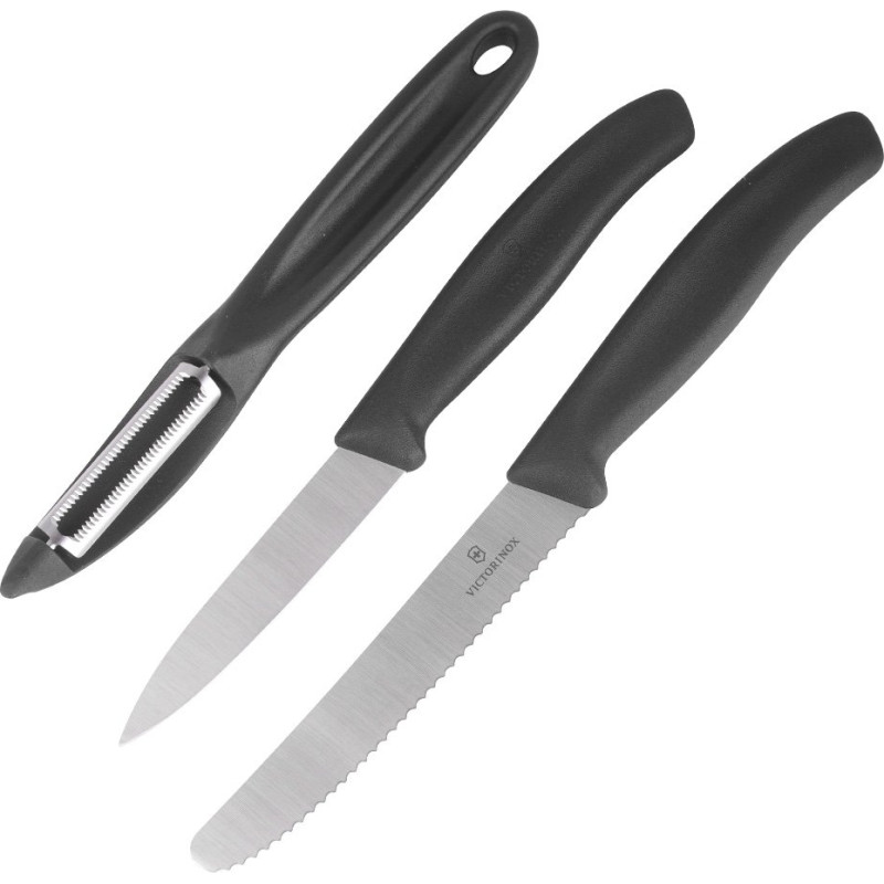 Victorinox - Swiss Classic griešanas nažu komplekts ar mizotāju - 3 gab - Melns - 6.7113.31