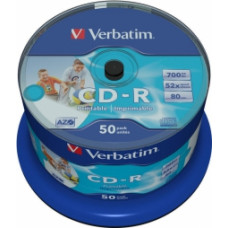 Matricas CD-R AZO Verbatim 700MB 1x- 52x Wide Printable non ID,50 Pack Spindle