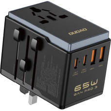 Dudao A65Pro 65W EU | US | JP | AUS | UK travel adapter 2x USB-C 2x USB-A - black