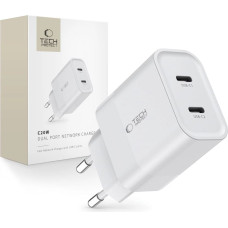 Tech-Protect C20W mains charger 2x USB-C PD 20W - white