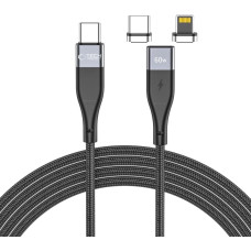 Tech-Protect UltraBoost 2 magnetic cable 2in1 USB-C | Lightning - USB-C PD 60W 3A 1m - black