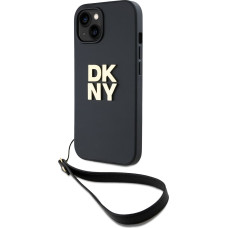 Dkny PU Leather Stack Logo Wrist Strap Case for iPhone 13 Black