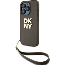 Dkny PU Leather Stack Logo Wrist Strap Case for iPhone 15 Pro Green