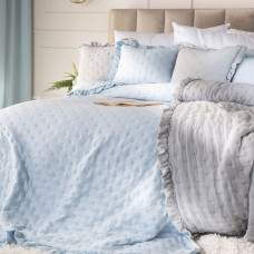 WERONA Dekoratīvais gultas pārklājs ar volāniem un punktiem, 220x240cm, krāsa 302 baby blue WERONA/NAP/302/220240/1