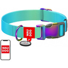 Waudog Nylon collar with QR code for Waudog gradient dog, blue , size XL