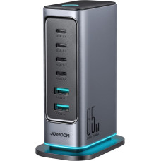 Joyroom JR-TCM02 multi-port GaN charger 65W EU 4x USB-C 2x USB-A - dark gray