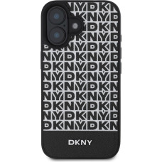 Dkny PU Leather Repeat Pattern Bottom Stripe MagSafe Case for iPhone 16 Black