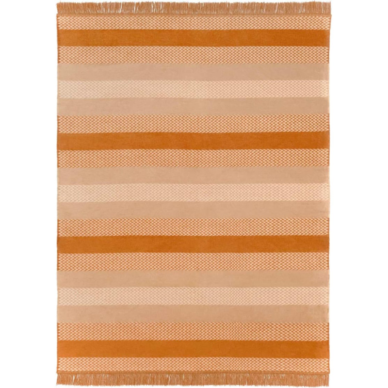 Unia - Cotton Cloud Kokvilnas akrila sega 150x200 2144/3 zigzaga svītru gultas pārklājs sarkans pleds ar bārkstīm SG