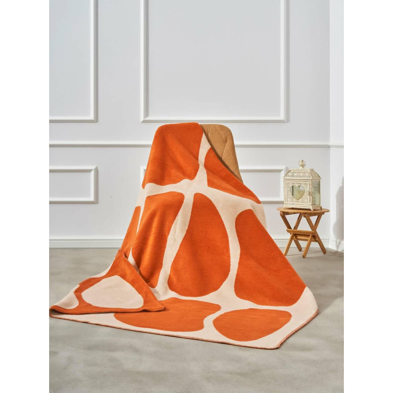 Unia - Cotton Cloud Akrila kokvilnas sega 150x200 2137/2 Kamyczki oranžs gultas pārklājs pleds ar tamborējumu SG