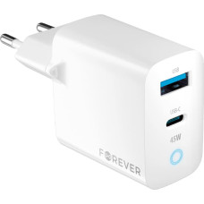 Forever TC-06-45AC GaN PD QC charger 1x USB-C 1x USB 45W white