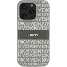 Dkny PU Leather Repeat Pattern Tonal Stripe Case for iPhone 16 Pro Beige