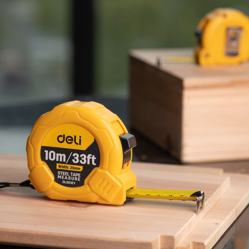Steel Measuring Tape 10m|25mm Deli Tools EDL9010Y (yellow)