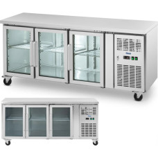 Royal Catering Saldēšanas galds uz riteņiem, 3 durvis, stikls, 410 l, 179,5 x 73 x 85 cm