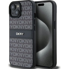 Dkny Leather Mono Stripe & Metal Logo Case for iPhone 15|14|13 - Black