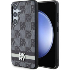 Dkny Leather Checkered Mono Pattern & Printed Stripes Case for Samsung Galaxy S24 - Black