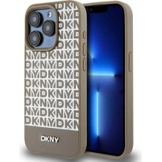 Dkny Leather Printed Pattern Metal Logo MagSafe Case for iPhone 15 Pro Max - Brown