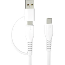 Forever Recycling cable 2w1 1,5m 3A USB-C - USB-C + USB-A KR2W1-00 white