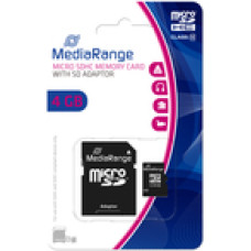 Mediarange SD MicroSD Card  4GB MediaRange SD CL.10 inkl. Adapter