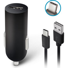 Forever M02 car charger 1x USB 1A black + USB-C cable