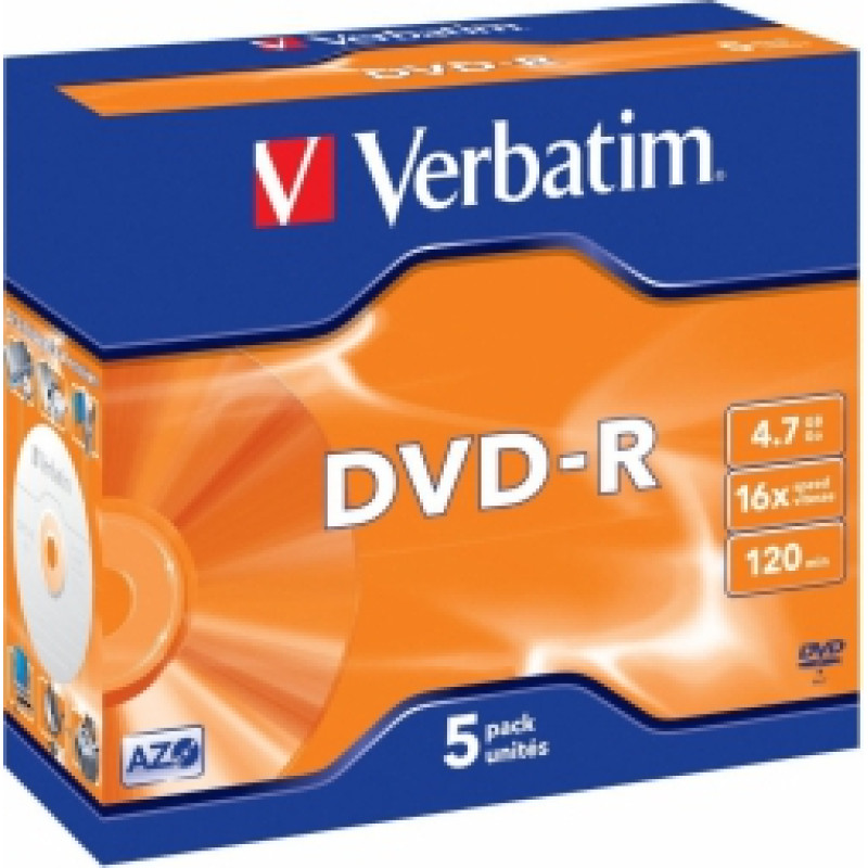 Matricas DVD-R AZO Verbatim 4.7GB 16x 5 Pack Jewel