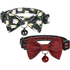 Dogness Collar set Dogness for cats 2 pcs (Daisy Black|Waterproof Red)