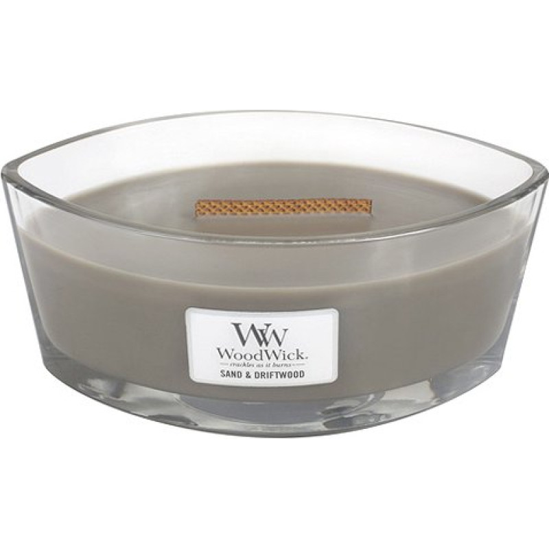 Woodwick Sand & Driftwood scented candle with wooden wick 453,6 g