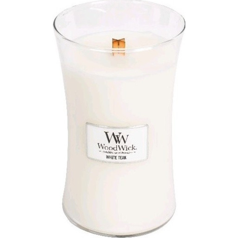 Woodwick White Teak scented candle with wooden wick 609,5 g