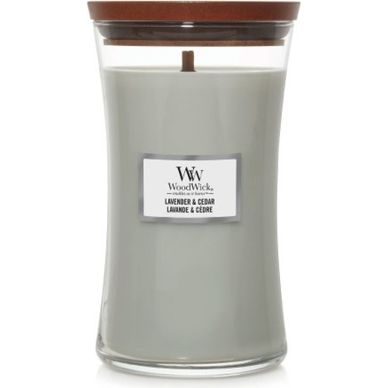 Woodwick Lavender & Cedar scented candle with wooden wick 609,5 g