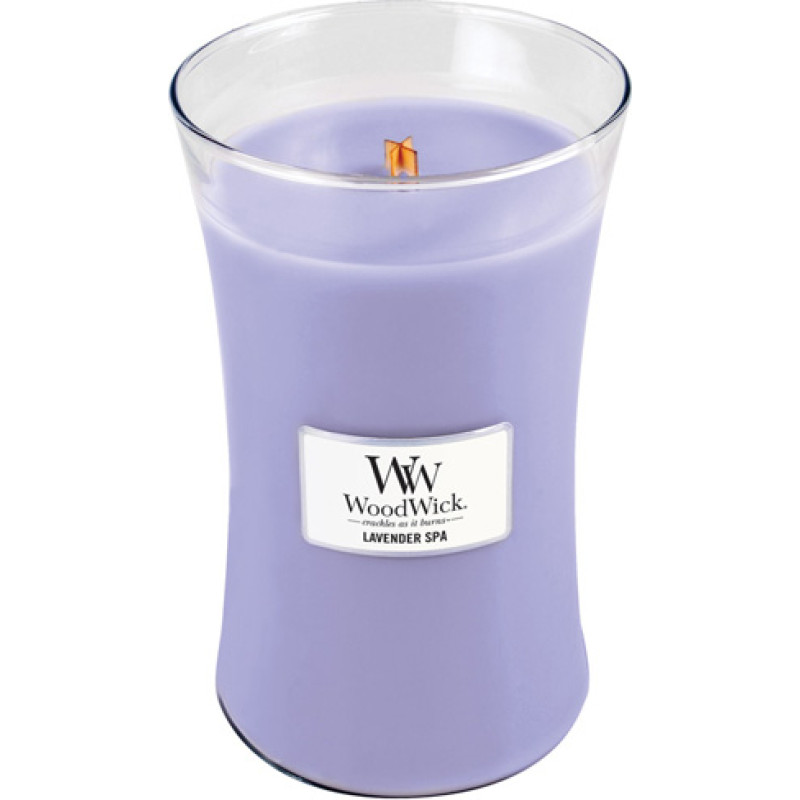 Woodwick Lavender Spa scented candle with wooden wick 609,5 g