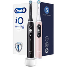 Oral B iO6 Series Duo Pack Black|Pink Sand Extra Handle Toothbrush ( 2 ks ) - Elektrický zubní kartáček